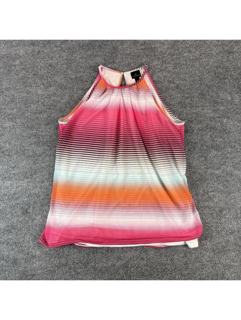 Worthington Sleeveless Gradient Striped Tank Top Large Colorful, Spring, Summer